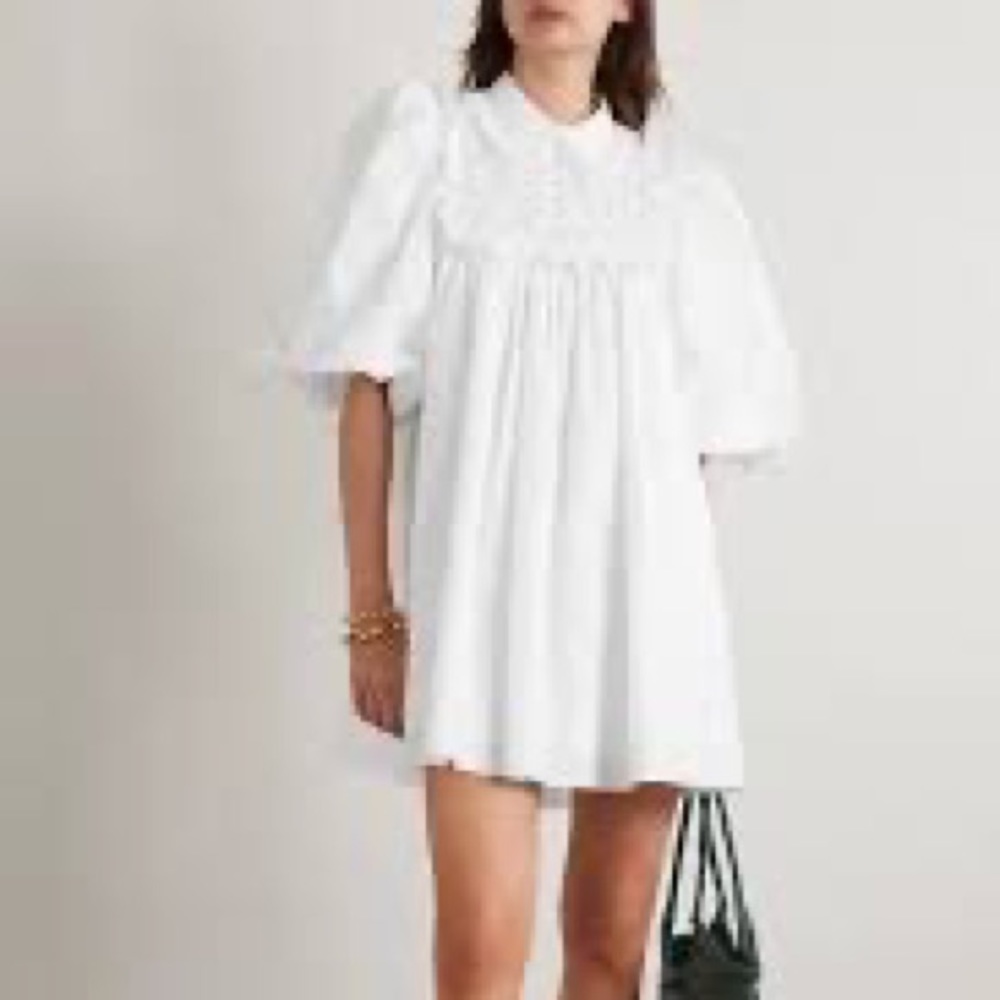 JOSLIN size 6UK White Poplin Puff Sleeve Dress